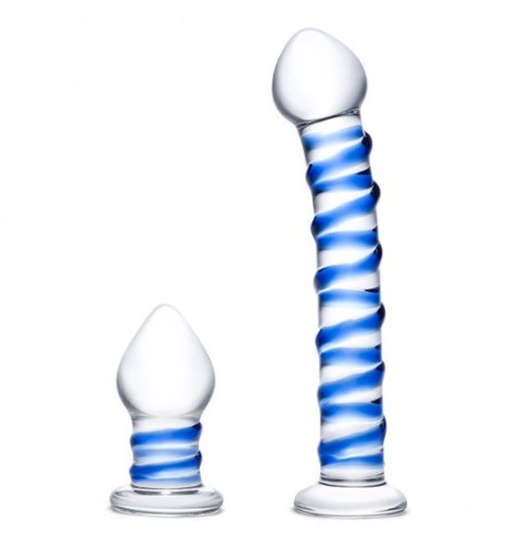 Szklane Dildo Zestaw Double Penetration Dildo & Korek analny Gläs