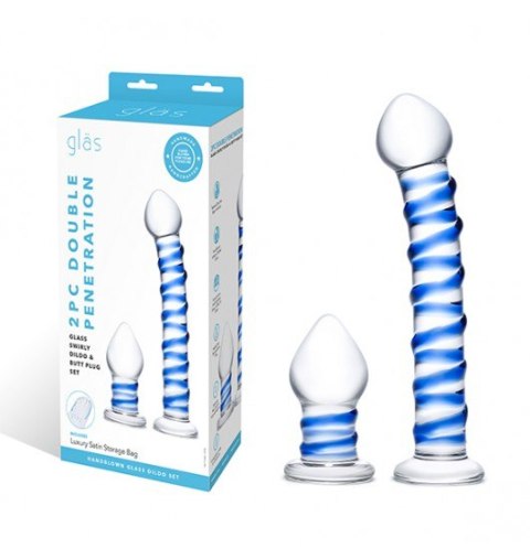 Szklane Dildo Zestaw Double Penetration Dildo & Korek analny Gläs