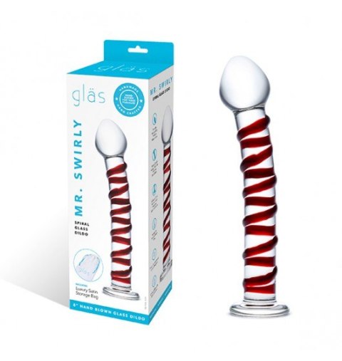 Szklane Dildo Mr. Swirly Blue Spiral Gläs