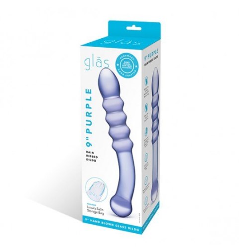 Szklane Dildo Purple Rain Ribbed Gläs