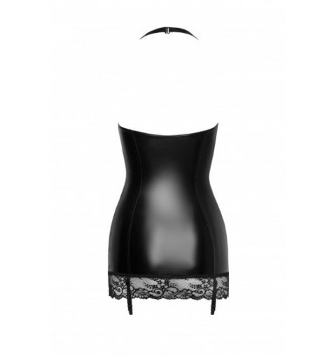 F280 Powerwetlook mini-dress with lace trim XL