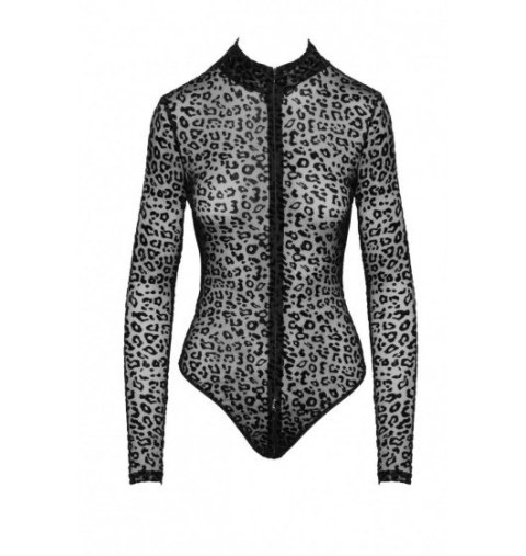 F287 Leopard flock bodysuit with long sleeves S