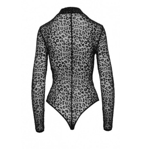 F287 Leopard flock bodysuit with long sleeves S