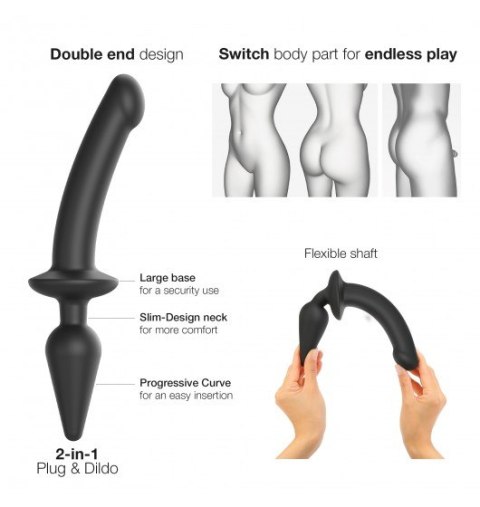 Switch Plug-in Semi-realistic Dildo Black L