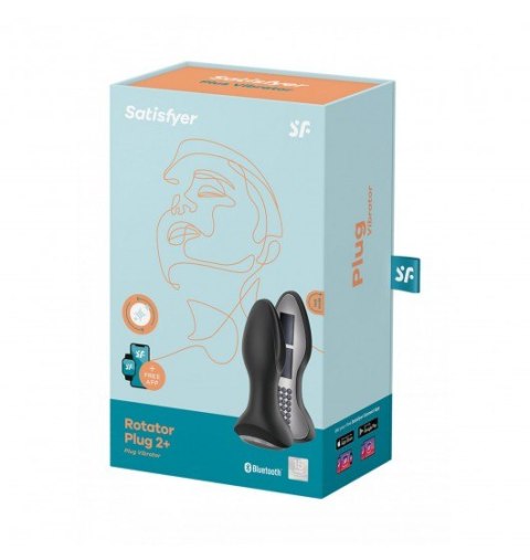 Wibrator Analny Rotator Plug 2+ black z aplikacją Satisfyer