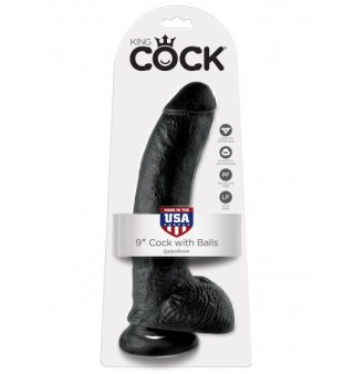 Dildo Sztuczny Penis King Cock 8" with Balls black z przyssawką