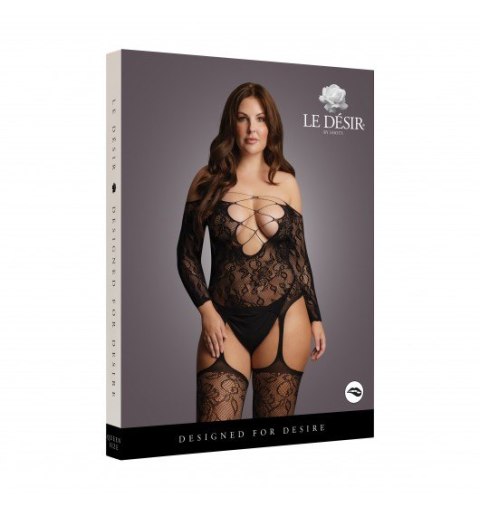 Criss Cross Neck Bodystocking Black OSX