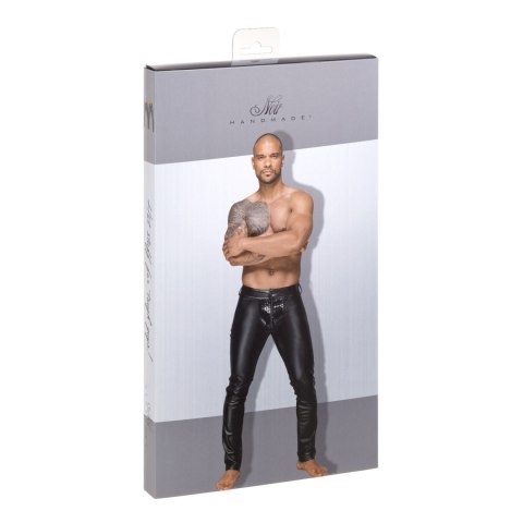 H051 Powerwetlook men's trousers with decorative PVC pleats M