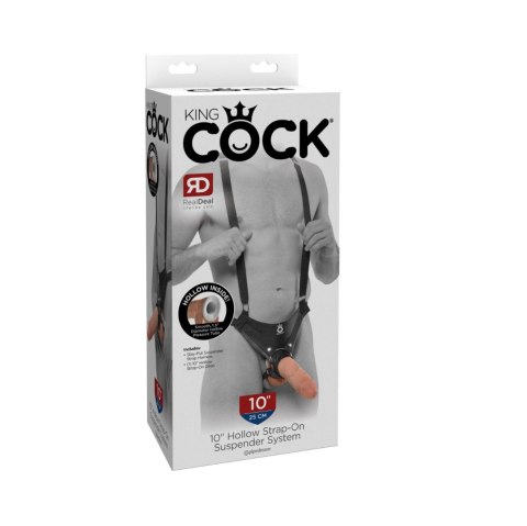 Szelki z uprzężą i dildo King Cock Pipedream 10 Hollow Strap on Suspender System Light