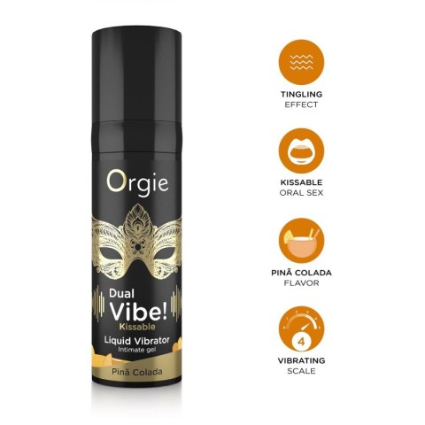 ORGIE DUAL VIBE! PINA COLADA KISSABLE LIQUID VIBRATOR - 15 ML