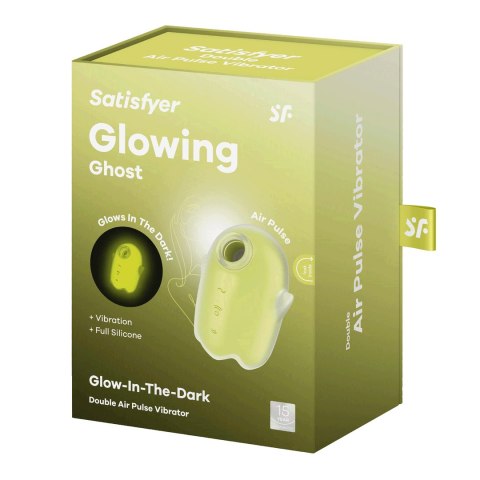 Satisfyer Glowing Ghost - świecący w ciemności podwójny wibrator pulsacyjny - żółty