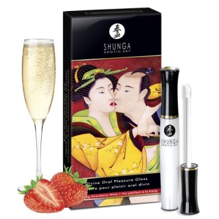 Stymulująca pomadka do seksu oralnego o smaku szampana z truskawkami Shunga Oral Pleasure Gloss Sparkling Strawberry Wine 10 ml