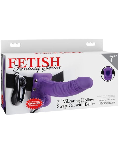 Fetish Fantasy Series 7" Vibrating Hollow Strap-On with Balls Purple