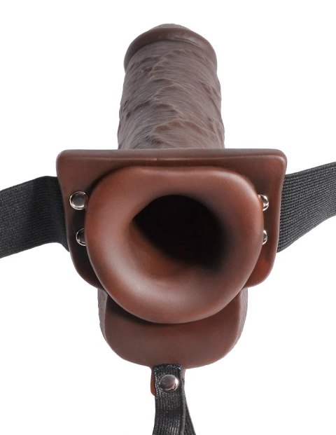 Fetish Fantasy Strap-on Series 9" Hollow Squirting Strap-On with Ball Brown