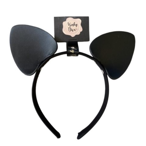 Kinky Diva Vegan Leather Cat Ears Black/Silver