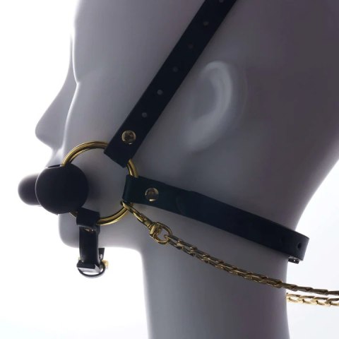 Upko knebel Leather Head Restraint Harness Mouth Gag With Leash