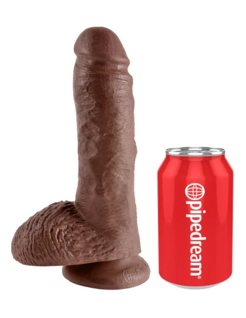 King Cock Dildo 8" Cock with Balls Brown