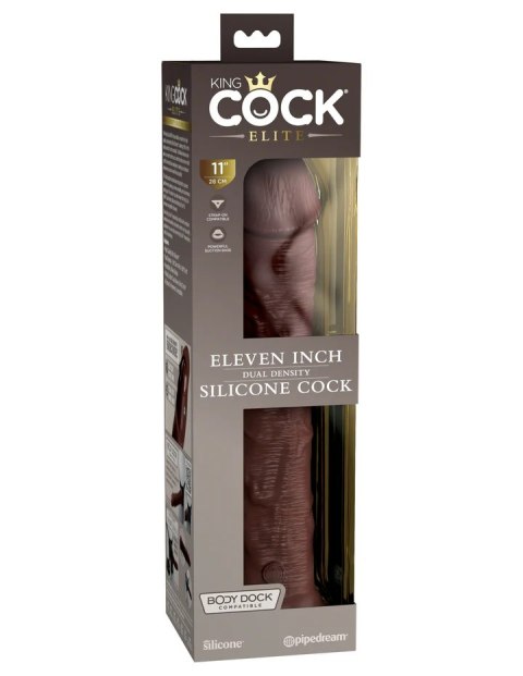 King Cock Dildo Elite 11"Dual Density Silicone Cock Brown