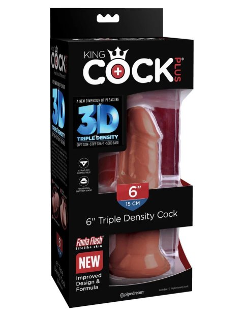 King Cock Dildo Plus 6" Triple Density Cock Brown