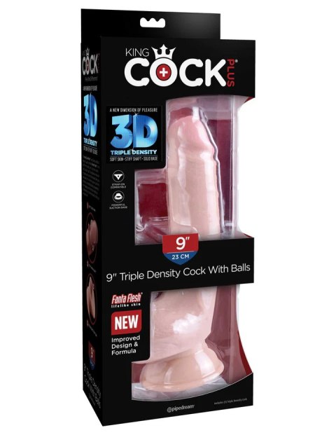 King Cock Dildo Plus 9" Triple Density Cock with Balls Light