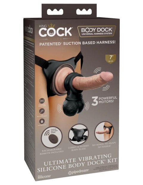 King Cock Elite Ultimate Vibrating Silicone Body Dock Kit Remote