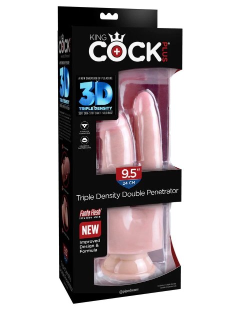 King Cock Podwójne Dildo Plus 9.5" Triple Density Double Penetrator Light