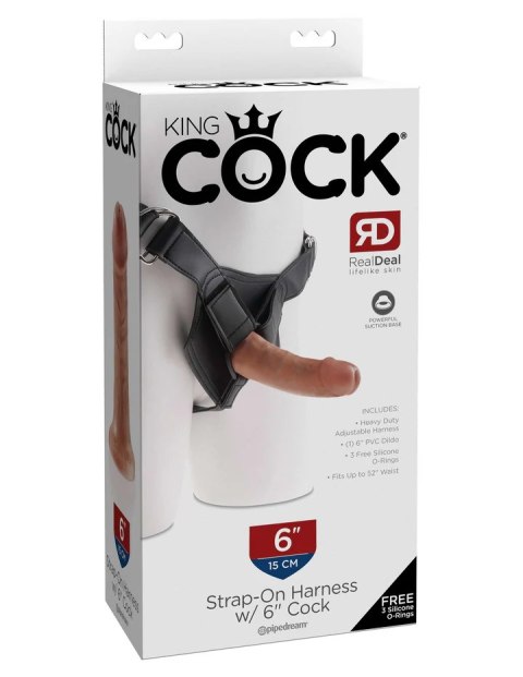 King Cock Strap on Harness with 6" Cock Tan