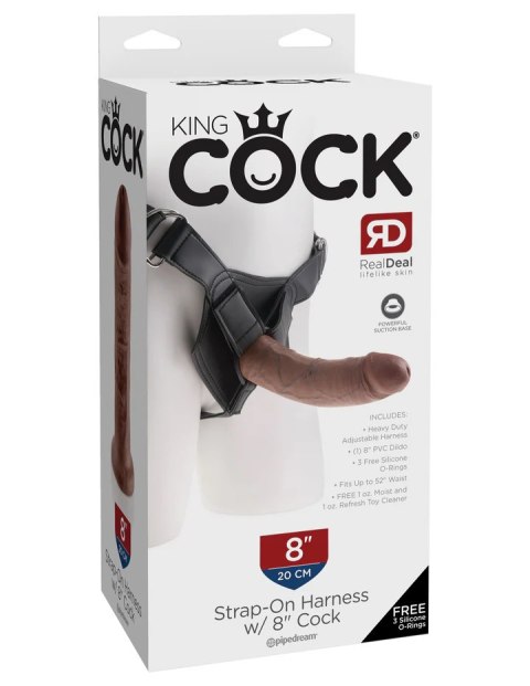 King Cock Strap on Harness with 8" Cock Brown