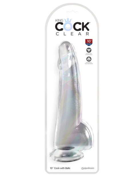 King Cock Transparentne Dildo Clear 10" with Balls