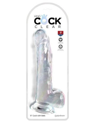 King Cock Transparentne Dildo Clear 9" with Balls