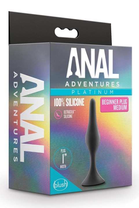 ANAL ADVENTURES PLATINUM SILICONE BEGINNER PLUG MEDIUM BLACK