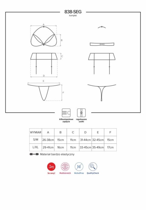 838-SEG-3 komplet 3-częściowy czerwony S/M