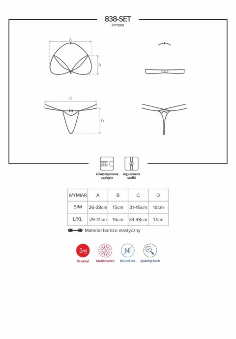 838-SET-3 komplet 2-częściowy czerwony S/M