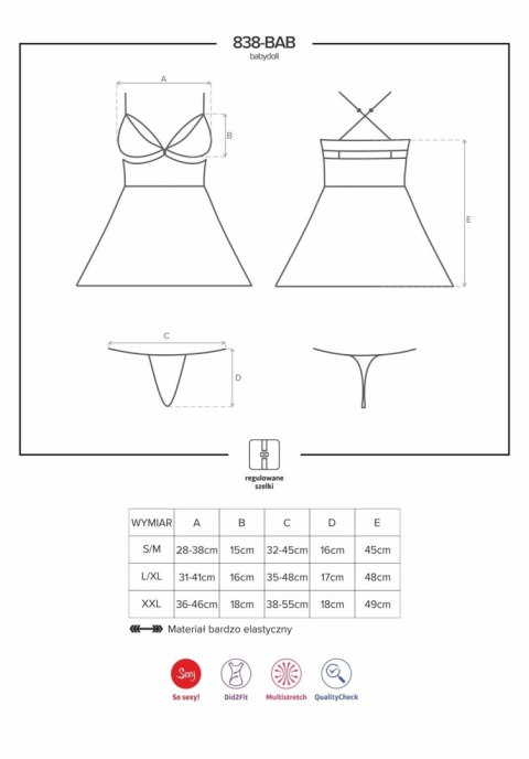 838-BAB-3 babydoll czerwony L/XL