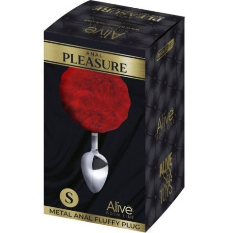 Alive korek analny z ogonkiem Metal Anal Fluffy Plug Red M