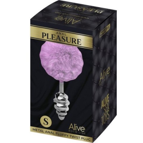 Alive korek analny z ogonkiem Metal Anal Fluffy Twist Plug Lila S