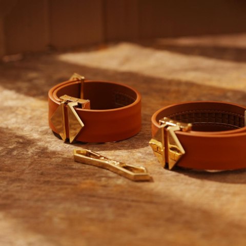 LOCKINK kajdanki Ankle and Wrist Cuffs Set Brown