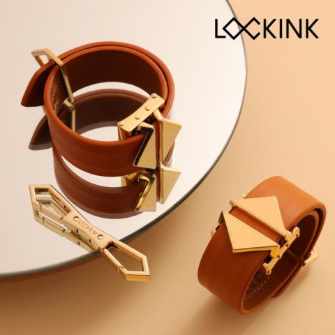 LOCKINK kajdanki Ankle and Wrist Cuffs Set Brown