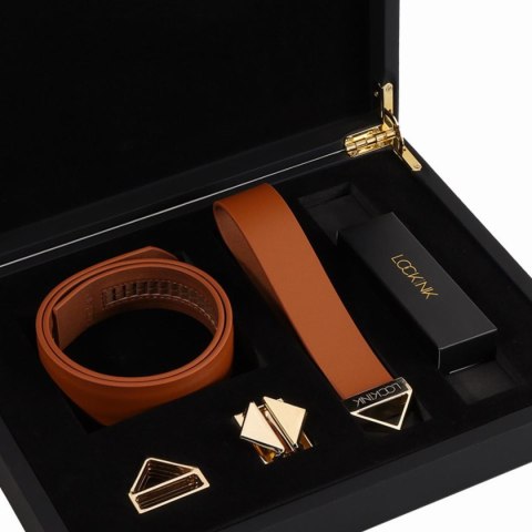 LOCKINK obróżka ze smyczą Collar with Leash Set Brown