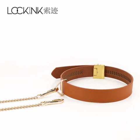 LOCKINK obróżka ze smyczą Collar with Leash Set Brown