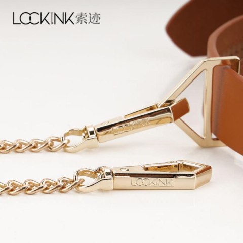 LOCKINK obróżka ze smyczą Collar with Leash Set Brown