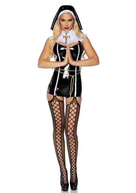 Leg Avenue przebranie zakonnicy Vinyl Sinful Sister Romper M