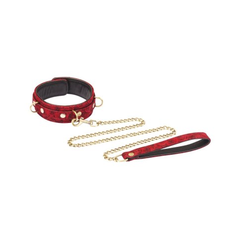 Liebe Seele Kinbaku Ukiyoe Red Rosy Leather Collar and Leash
