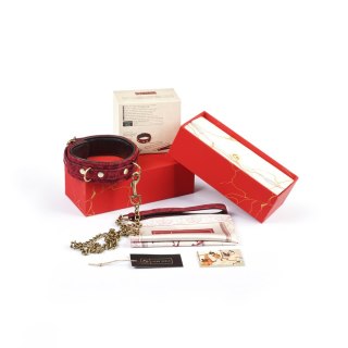 Liebe Seele Kinbaku Ukiyoe Red Rosy Leather Collar and Leash