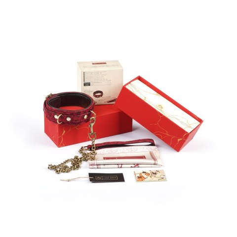 Liebe Seele Kinbaku Ukiyoe Red Rosy Leather Collar and Leash