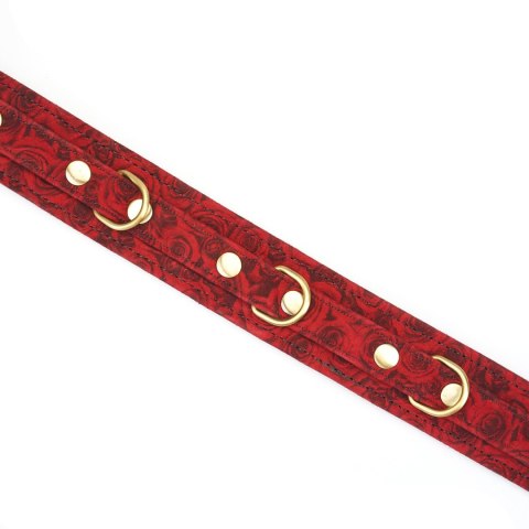 Liebe Seele Kinbaku Ukiyoe Red Rosy Leather Collar and Leash