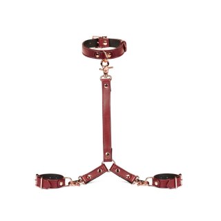 Liebe Seele uprząż Wine Red Collar and Wrist Restraint Harness