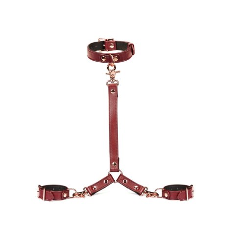 Liebe Seele uprząż Wine Red Collar and Wrist Restraint Harness