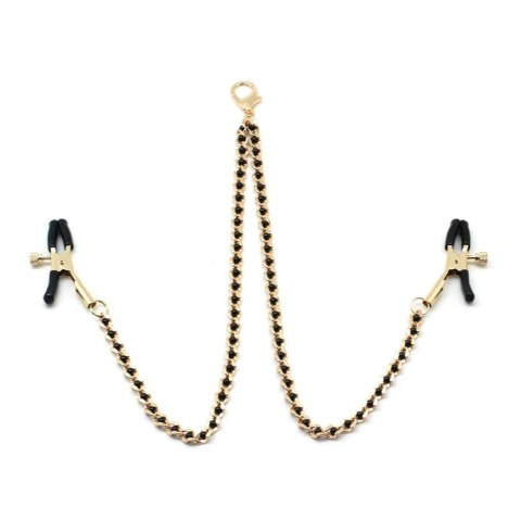Liebe Seele klamerki na sutki Black Beads Chains And Nipple Clamps