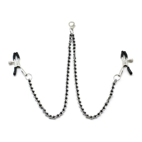 Liebe Seele klamerki na sutki Black Beads Chains & Nipple Clamps